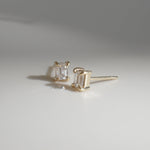 1.0 TCW Emerald Cut Moissanite Stud Earrings in Gold 1