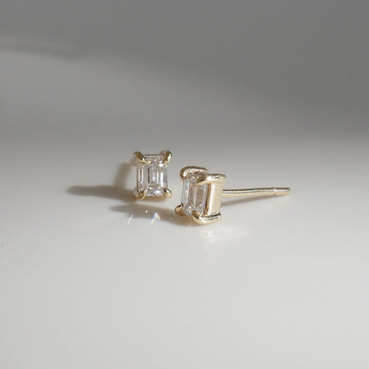 1.0 TCW Emerald Cut Moissanite Stud Earrings in Gold 1