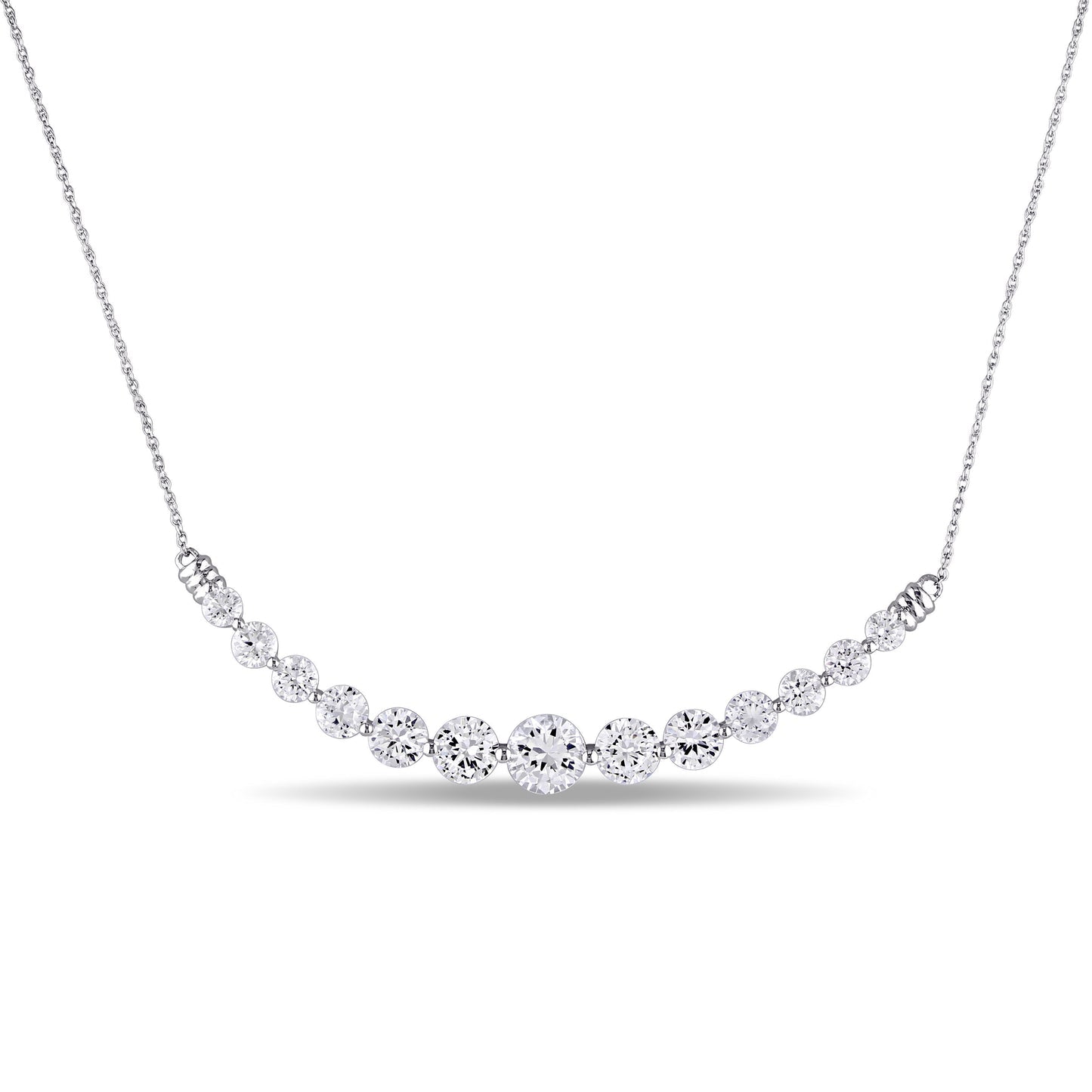 Round Cut Cubic Zirconia in 925 Sterling Silver Necklace 12