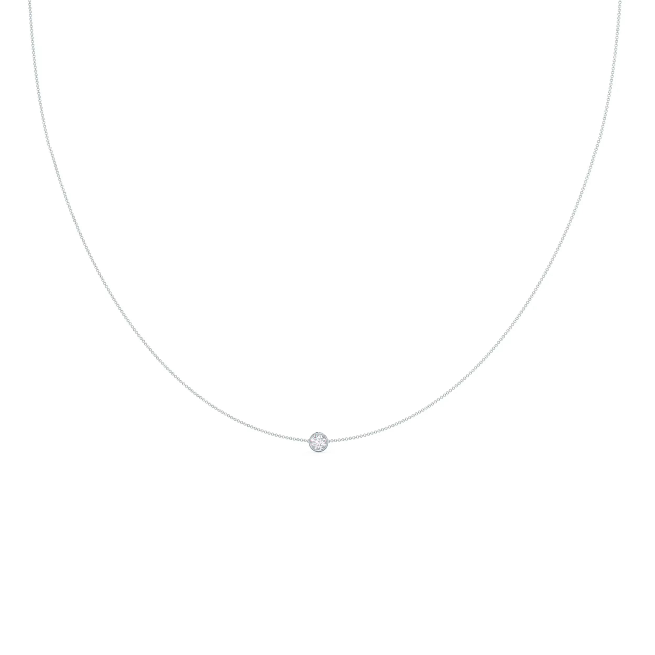 0.10 CT Round Moissanite Diamond Bezel Pendant Necklace in Solid Gold 5