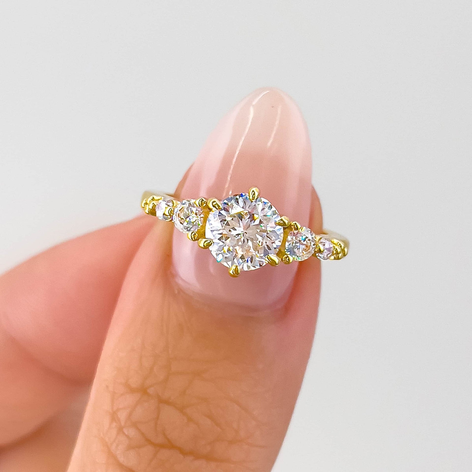 Stunning 1.25 CT Round Moissanite Engagement Ring in  Cluster Design 6