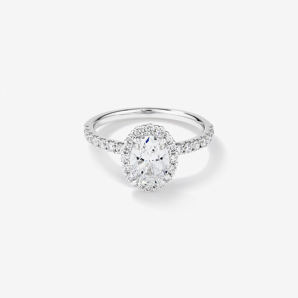 Stunning 1.78 CT Oval Moissanite Engagement Ring with Pave and Halo Design 1