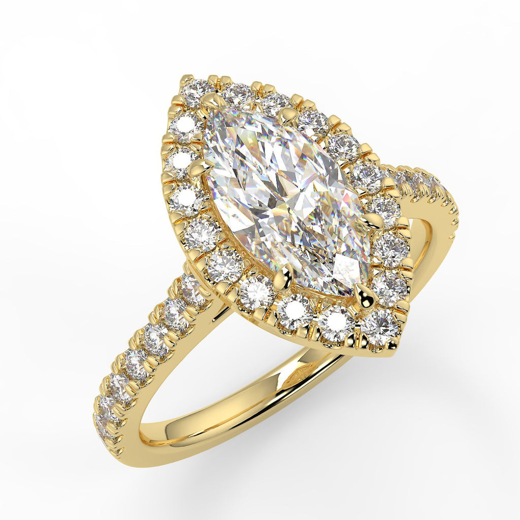 Stunning 1.05 CT Marquise Moissanite Engagement Ring with Halo & Pave Design 1
