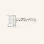 Stunning 2 CT Emerald Moissanite Engagement Ring with Hidden Halo Design 3