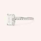 Stunning 2 CT Emerald Moissanite Engagement Ring with Hidden Halo Design 3