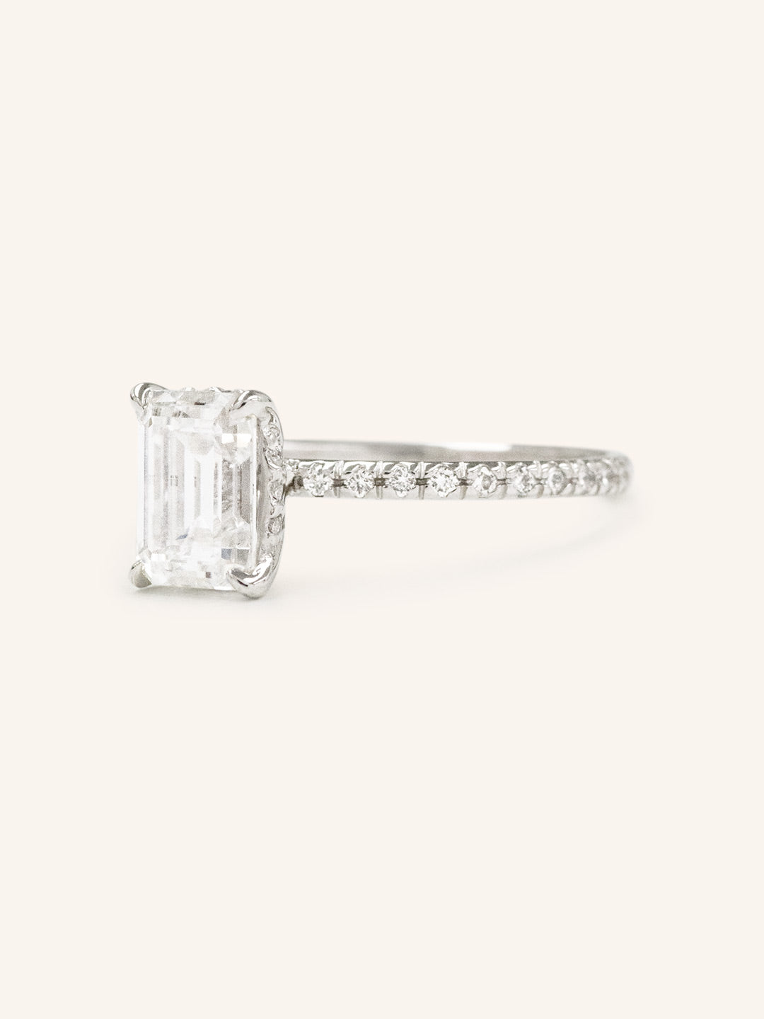 Stunning 2 CT Emerald Moissanite Engagement Ring with Hidden Halo Design 3