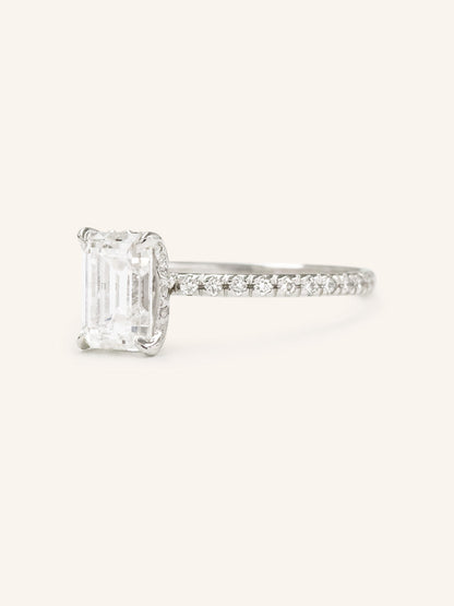 Stunning 2 CT Emerald Moissanite Engagement Ring with Hidden Halo Design 3