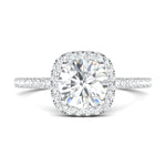 Stunning 0.4 TCW Cushion Moissanite Stones Halo and Pave Wedding Band 1