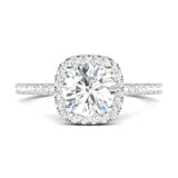 Stunning 0.4 TCW Cushion Moissanite Stones Halo and Pave Wedding Band 1