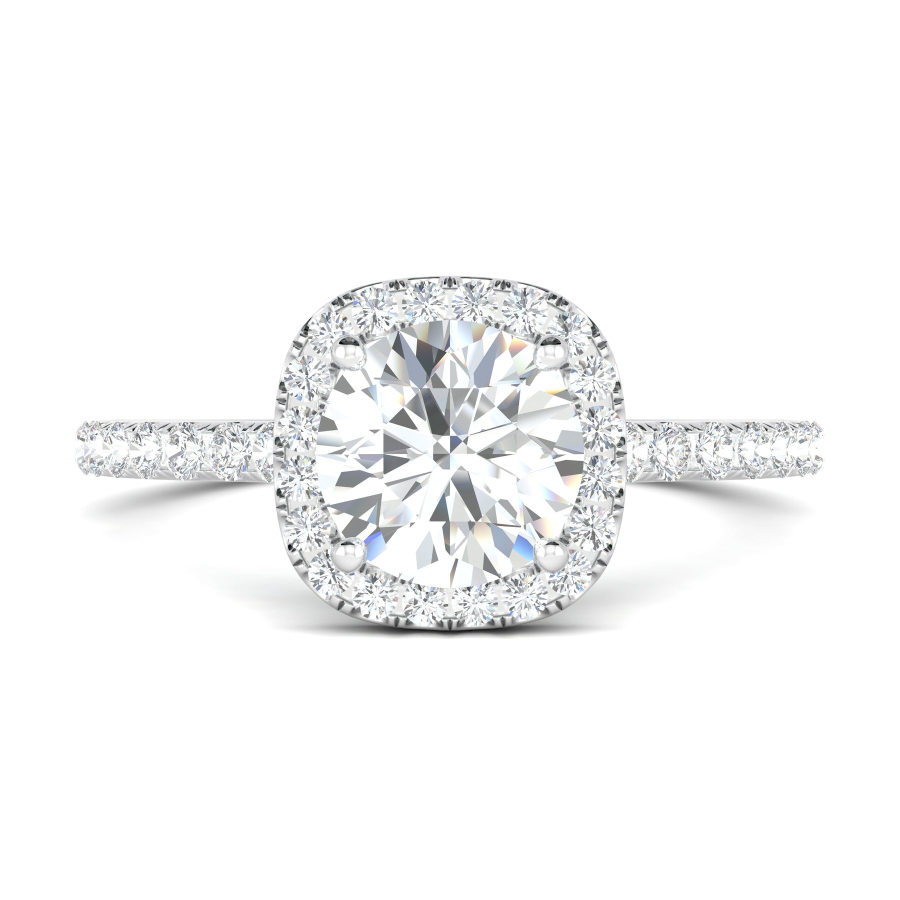 Stunning 0.4 TCW Cushion Moissanite Stones Halo and Pave Wedding Band 1