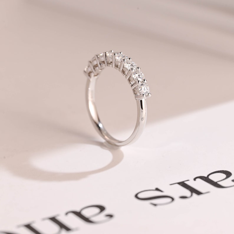 Stunning 0.2 TCW Round Moissanite Stones Half Eternity Wedding Bands 8