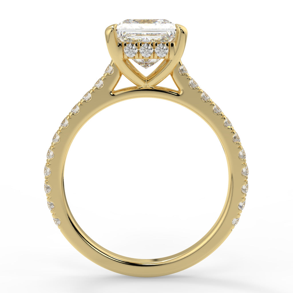 Stunning 1.30 CT Princess Moissanite Engagement Ring with Hidden Halo & Pave Design 3