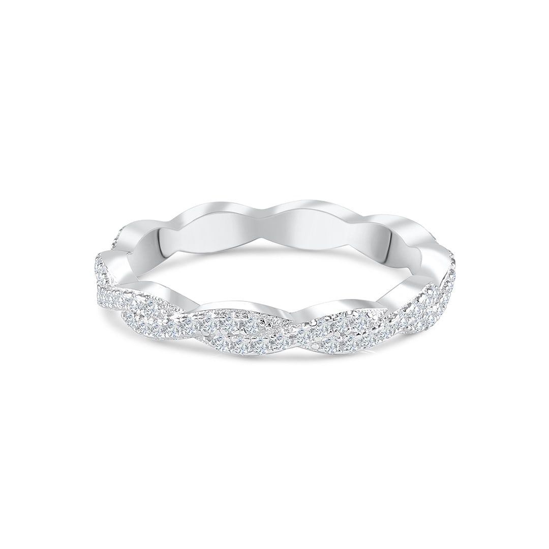 Stunning 0.4 TCW Round Moissanite Stones in Full Eternity Wedding Band 1