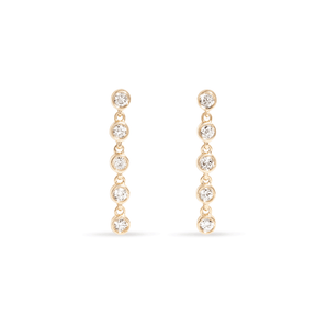 1.0 TCW Round Cut Moissanite Bezel Tennis Earrings in Gold