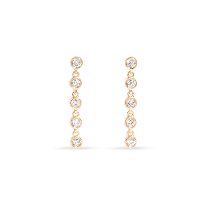 1.0 TCW Round Cut Moissanite Bezel Tennis Earrings in Gold 5