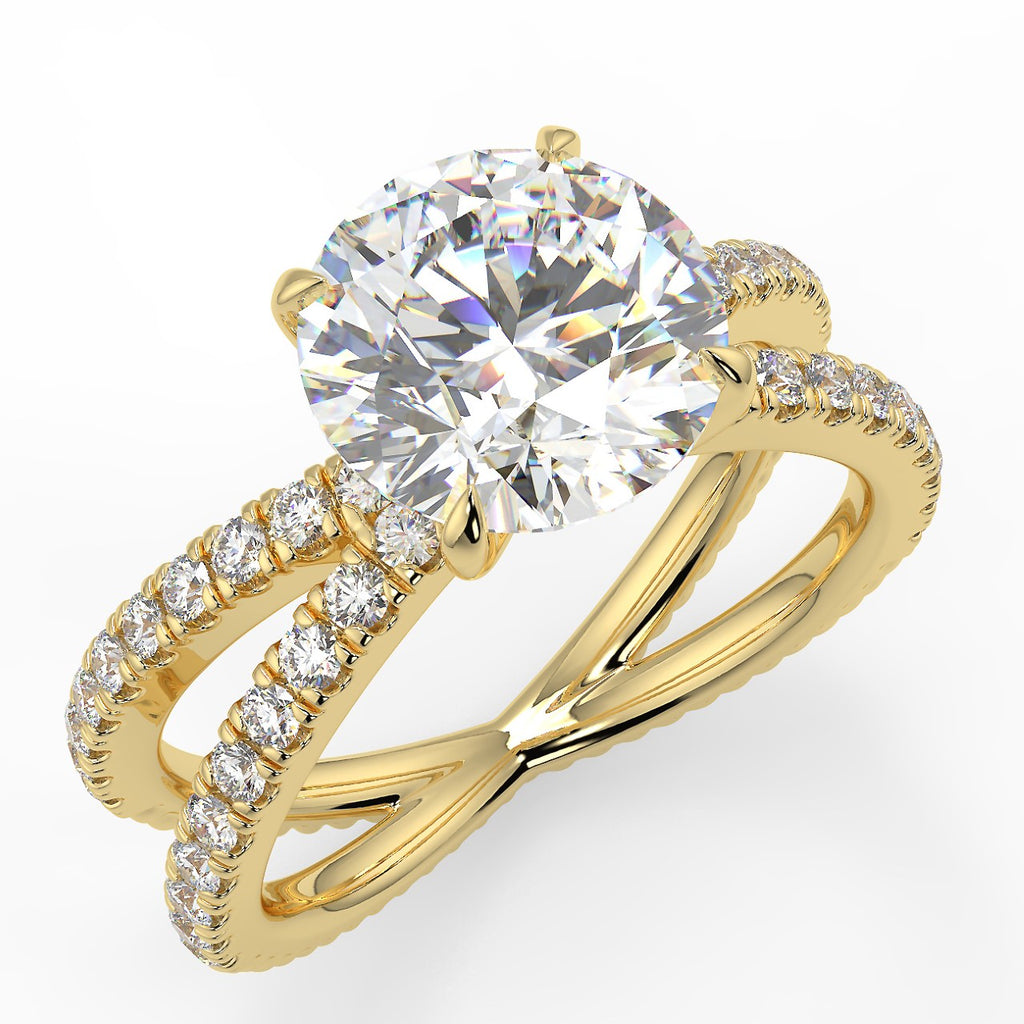Stunning 2.0 CT Round Moissanite Engagement Ring with Criss-cross Pave Design 1