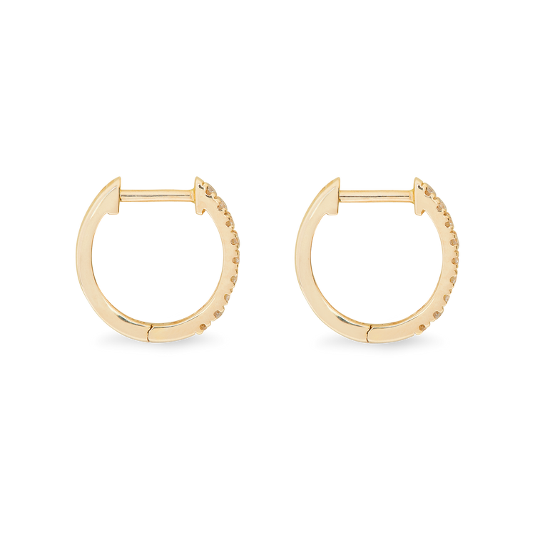 1.0 TCW Round Cut Moissanite Pave Huggie Earrings in Gold 10