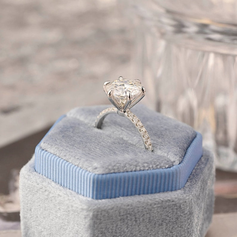 Stunning 3.0 CT Round Moissanite Engagement Ring with Pave Design 8