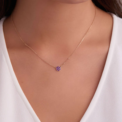 0.84 TCW Round Amethyst Lab Made Diamond-February Birthstone Necklace 3