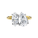 Pear & Marquise Cut Two Stone Style Cubic Zirconia in 925 Sterling Silver Ring 3