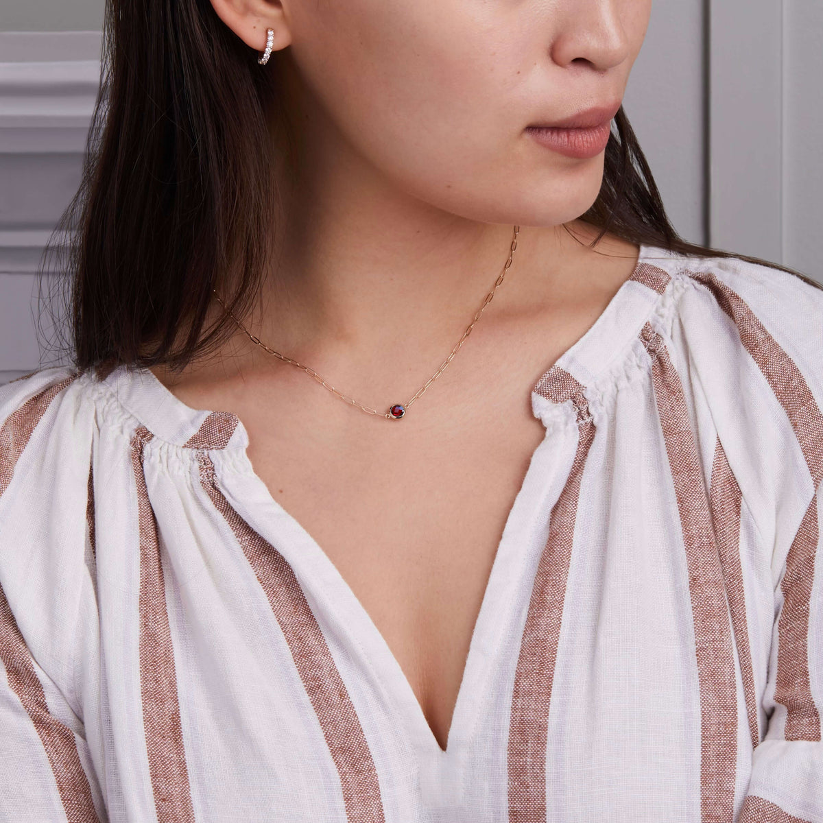 0.38 TCW Round Garnet Lab Made Diamond- January Birthstone Necklace 2