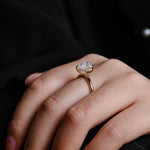 Stunning 3.0 CT Pear Moissanite Engagement Ring with Hidden Halo Design 8