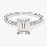Stunning 1.0-2.0 CT Emerald Moissanite Engagement Ring with Pave Design 4