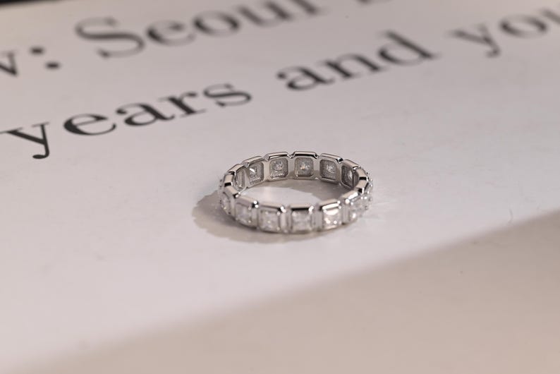 Stunning 0.4 TCW Princess Moissanite Stones Full Eternity Wedding Band 3