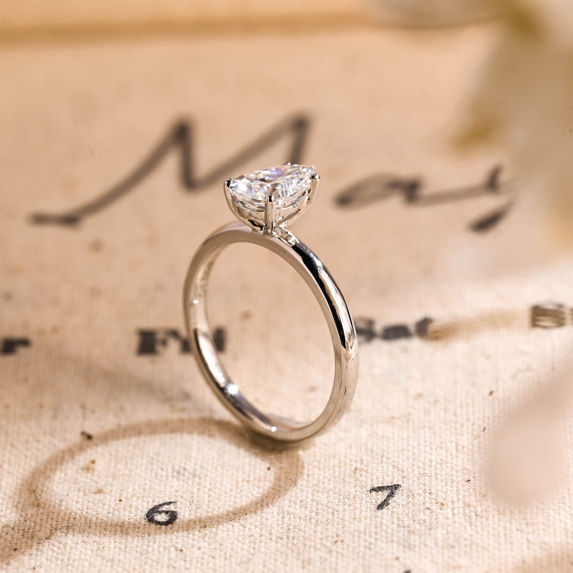 Stunning 2.0 CT Pear Moissanite Engagement Ring with Solitaire Design 7