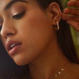 0.80 TCW Round Cut Moissanite double Hoops Earrings in Gold 4