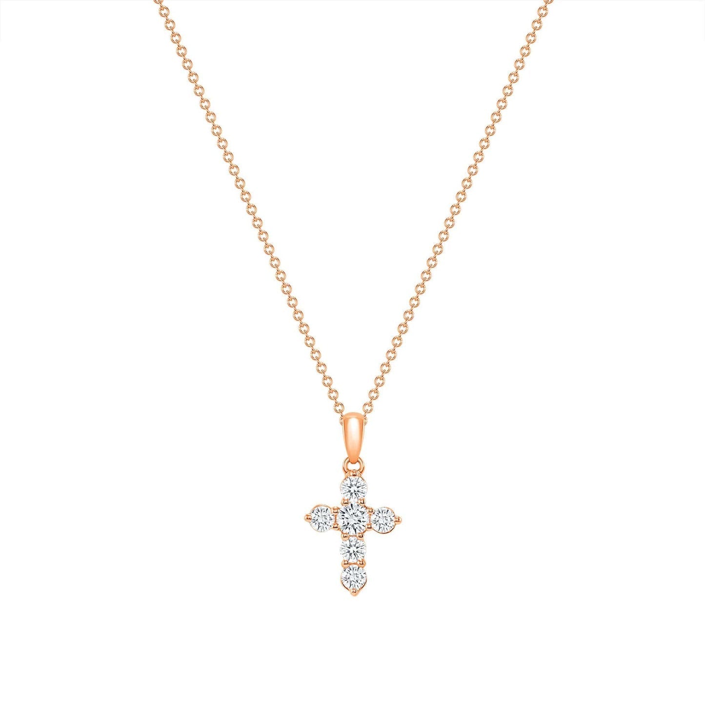 0.50 TCW Round Cut Moissanite Diamond Cross Pendant Necklace in Solid Gold 12