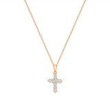 0.50 TCW Round Cut Moissanite Diamond Cross Pendant Necklace in Solid Gold 12