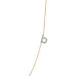 0.20 CT Round Moissanite Diamond Initial Asymmetric Necklace in Solid Gold 27