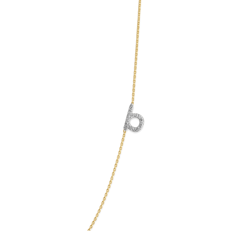 0.20 CT Round Moissanite Diamond Initial Asymmetric Necklace in Solid Gold 27
