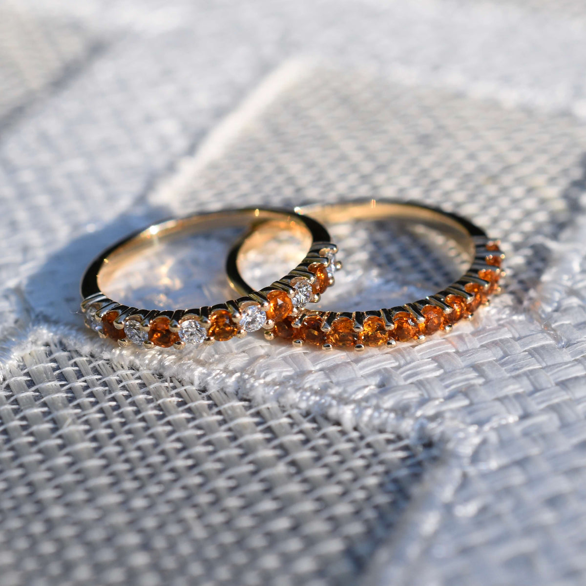 1.32 TCW Round Citrine Lab Made Diamond- November Birthstone Eternity Wedding Band 7