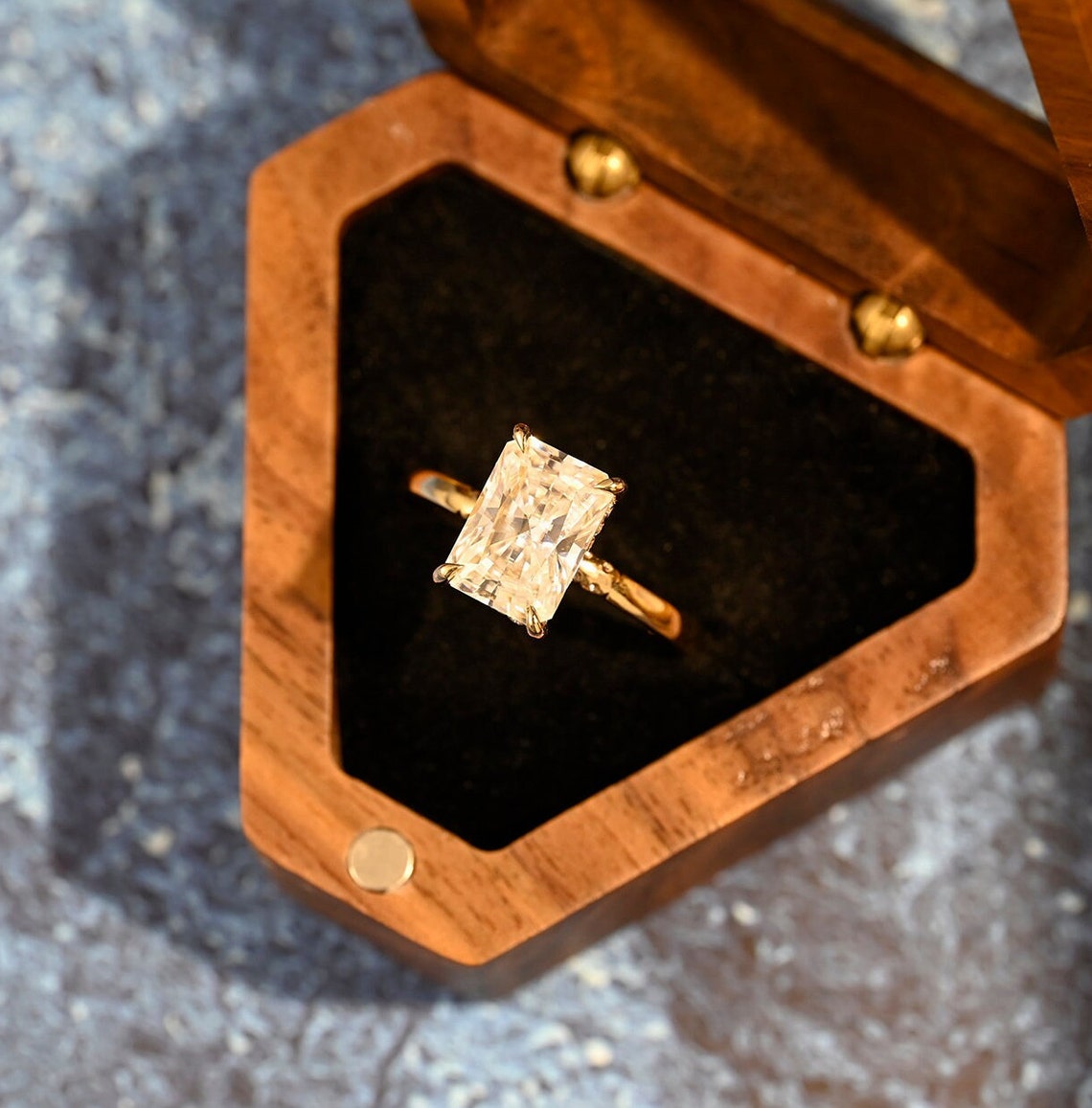 3.5 CT Radiant Shaped Moissanite Engagement Ring With Hidden Halo Style 9