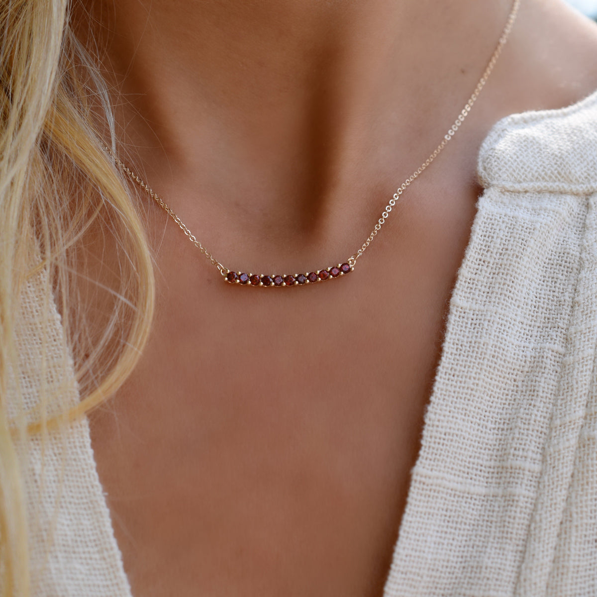 1.38 TCW Round Garnet Lab Made Diamond- January Birthstone Necklace 6