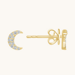 0.30 TCW Round Cut Moissanite Moon Stud Earrings in Gold 1