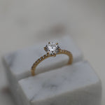 0.85 CT Round Cut Pave CVD E/VS1 Diamond Engagement Ring 6