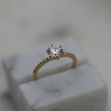0.85 CT Round Cut Pave CVD E/VS1 Diamond Engagement Ring 6