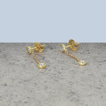 0.20 TCW Round Cut Moissanite Bezel Chain Earrings in Gold 6