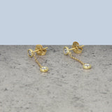 0.20 TCW Round Cut Moissanite Bezel Chain Earrings in Gold 6