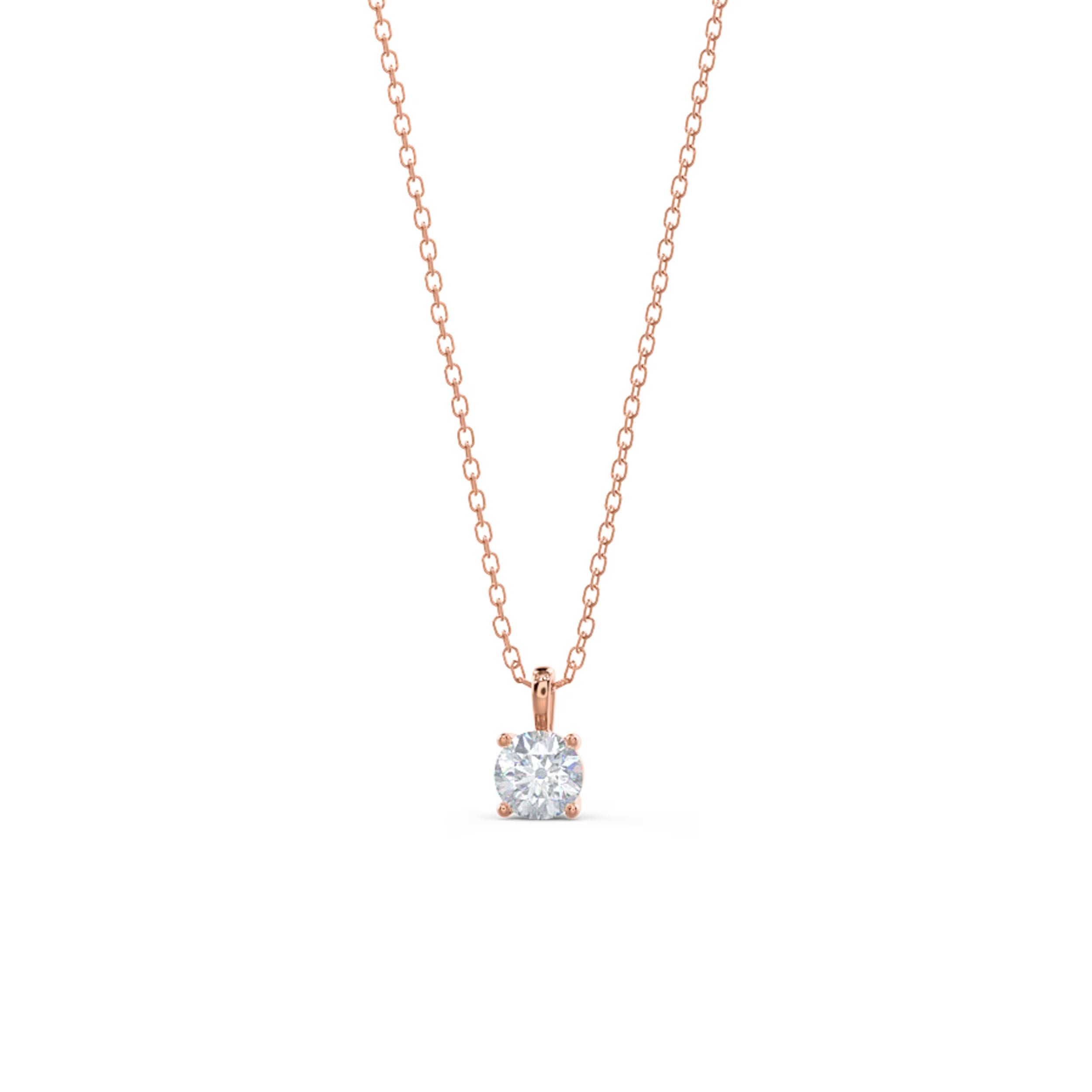 1.0 CT Round Moissanite Diamond Solitaire Necklace in Solid Gold 6