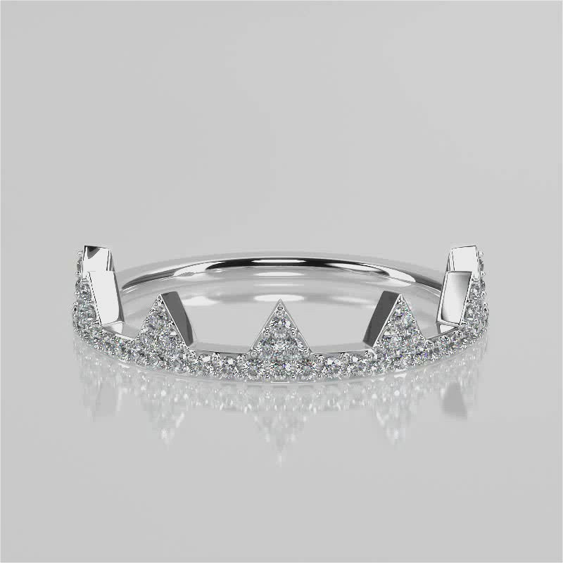 Stunning 0.54 TCW Round Moissanite Stones Crown Wedding Band 4