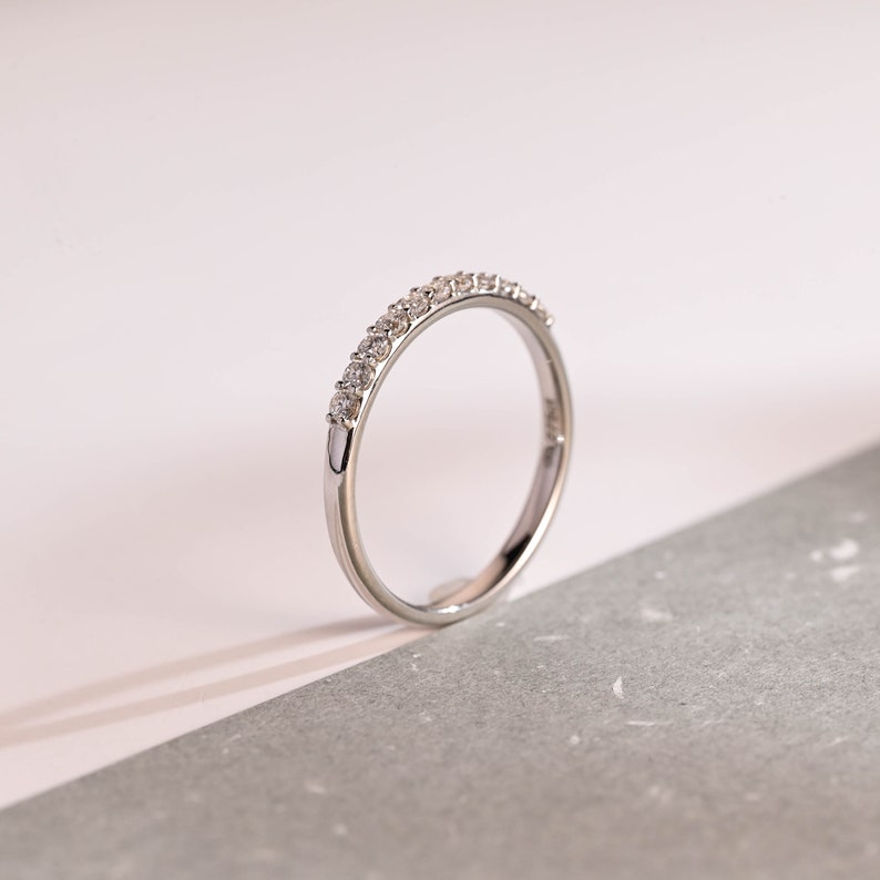 Stunning 0.2 TCW Round Moissanite Stones Half Eternity Wedding Bands 7