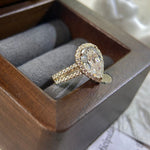 Stunning 3.0 CT Pear Moissanite Engagement Ring with Halo & Pave Design 10
