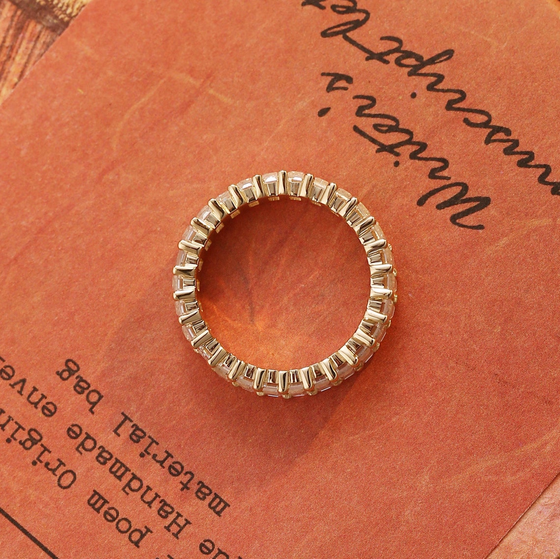 0.5 TCW Emerald Cut Pave Moissanite Bridal Wedding Band 8