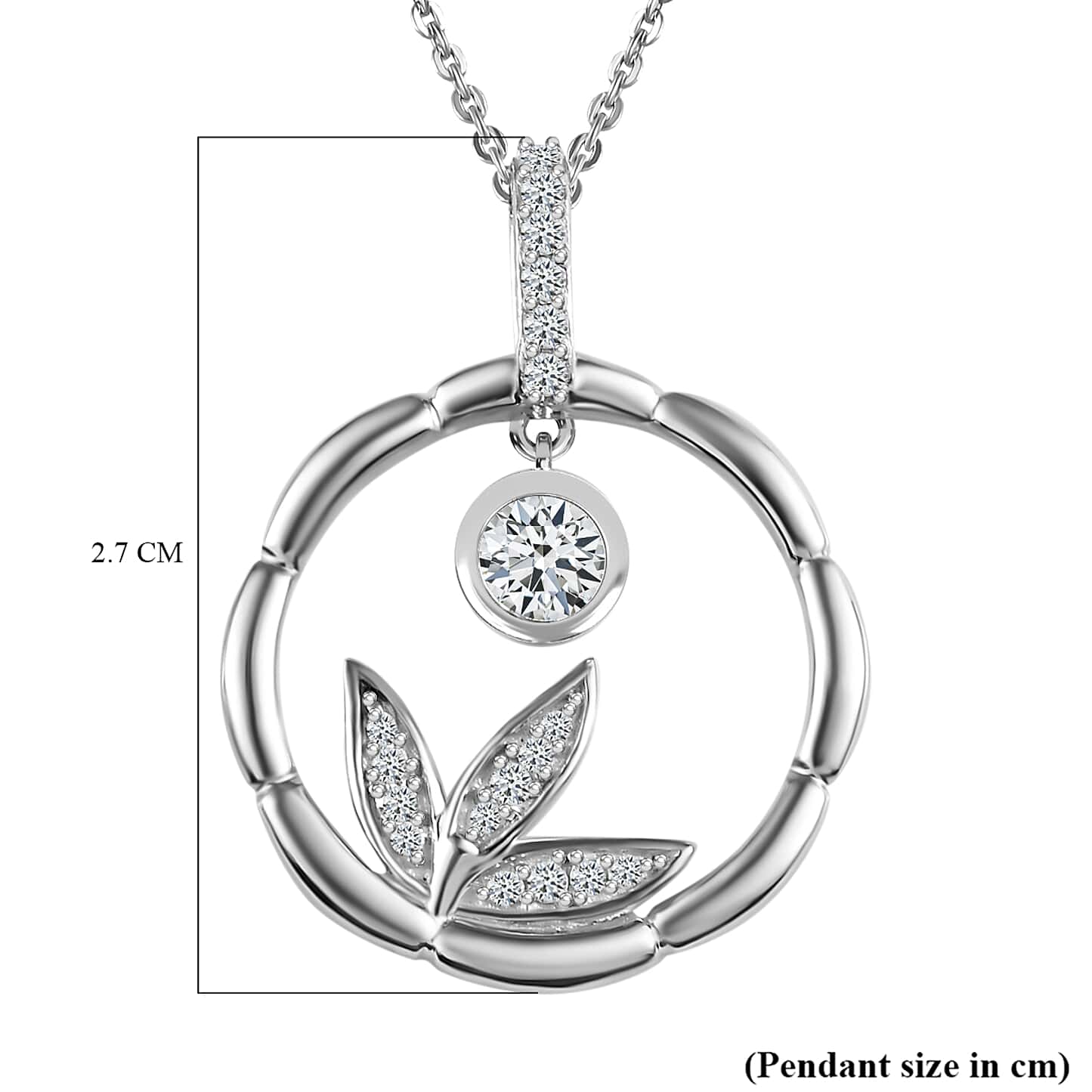 Round Cut Cubic Zirconia in 925 Sterling Silver Necklace 6