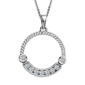 Round Cut Cubic Zirconia in 925 Sterling Silver Necklace