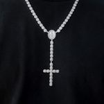 30 CT Round Moissanite Diamond Cross Style Silver Necklace For Him 2